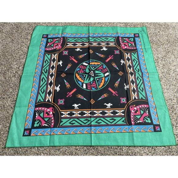 Vintage Wamcraft Union Made in USA Western Native Bandana Handkerchief Set Of 3 - Picture 4 of 8